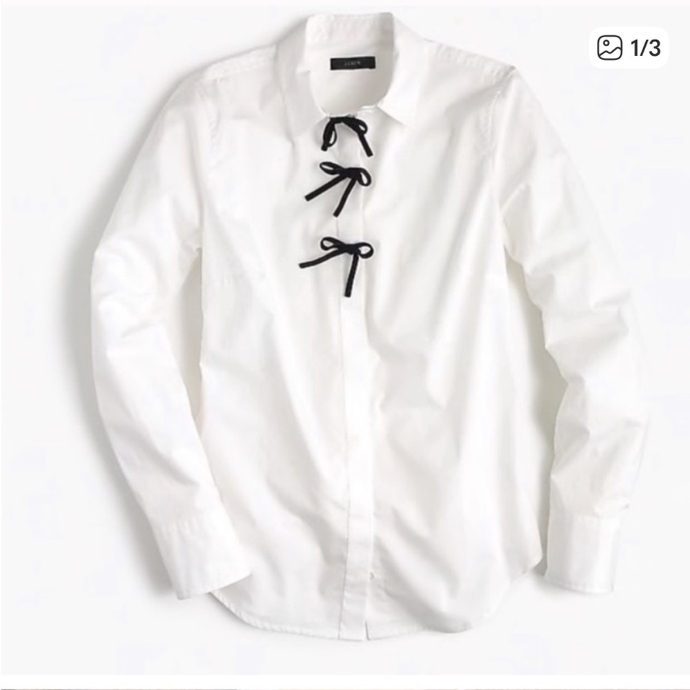 J. Crew White Button Down Shirt with Black Accents